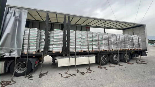 4 camions, 24 palettes de sacs de 15kg
