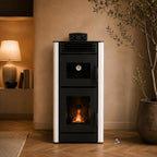 Estufa de pellets con horno de 10 kw a++ 92% para 231 m³